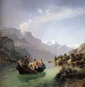 Hans Gude Brudfarden i Hardanger oil painting reproduction
